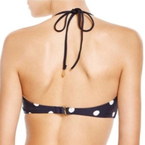 NWT Kate Spade Bolsa Chica Navy Polka Dot Halter Retro Bikini Top S - Picture 2 of 4